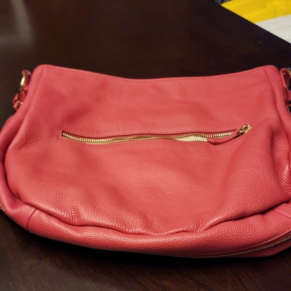 Laggo Handbags - Laggo Chic Coral Leather Hobo Bag